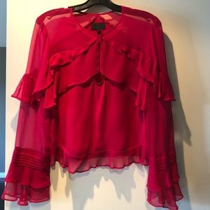 Intermix Chiffon fushia pink shirt blouse